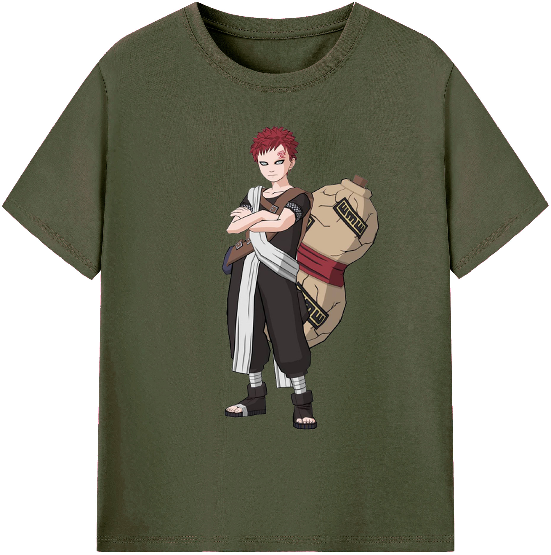 （画像用） NARUTO -ナルト- ガアラ Gaara 綿100％ メンズ半袖Tシャツ｜肌触りやわらか＆通気性